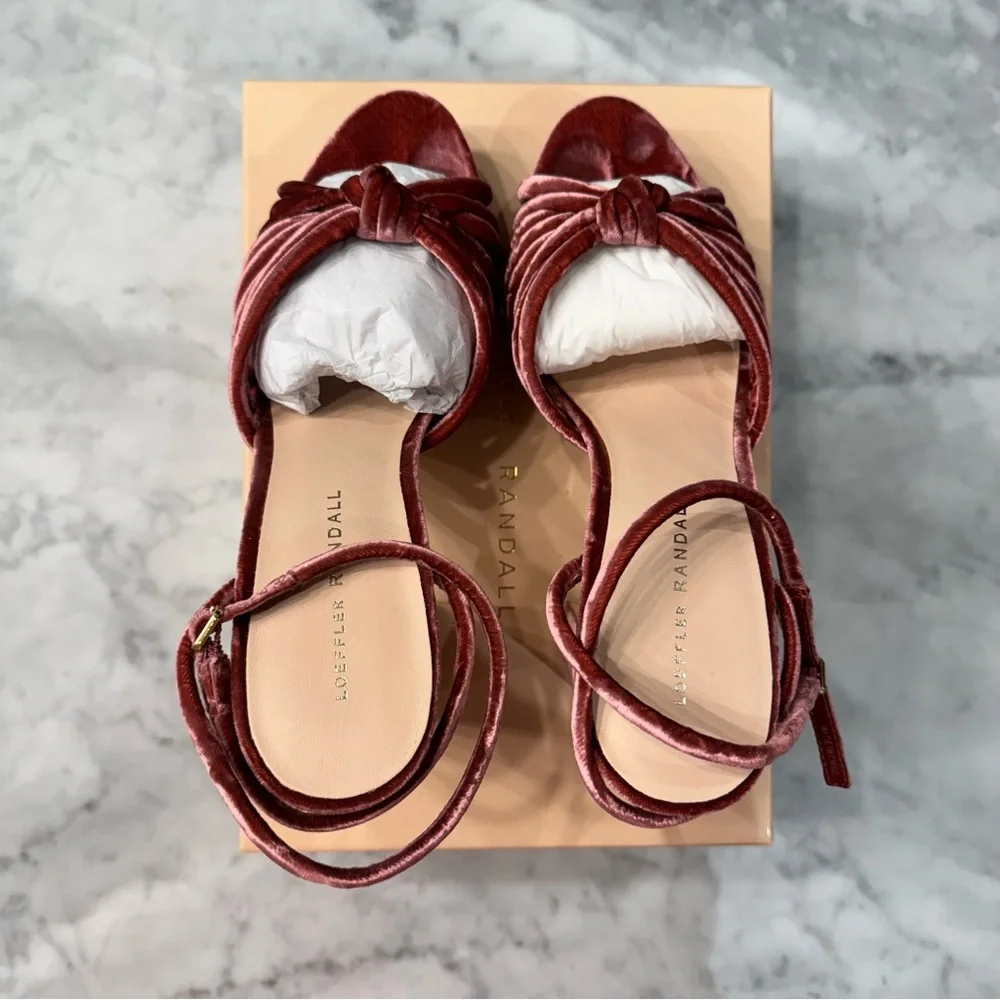 Loeffler Randall Rivka Velvet Burgundy Knot Platform Sandal - Picture 2 of 10